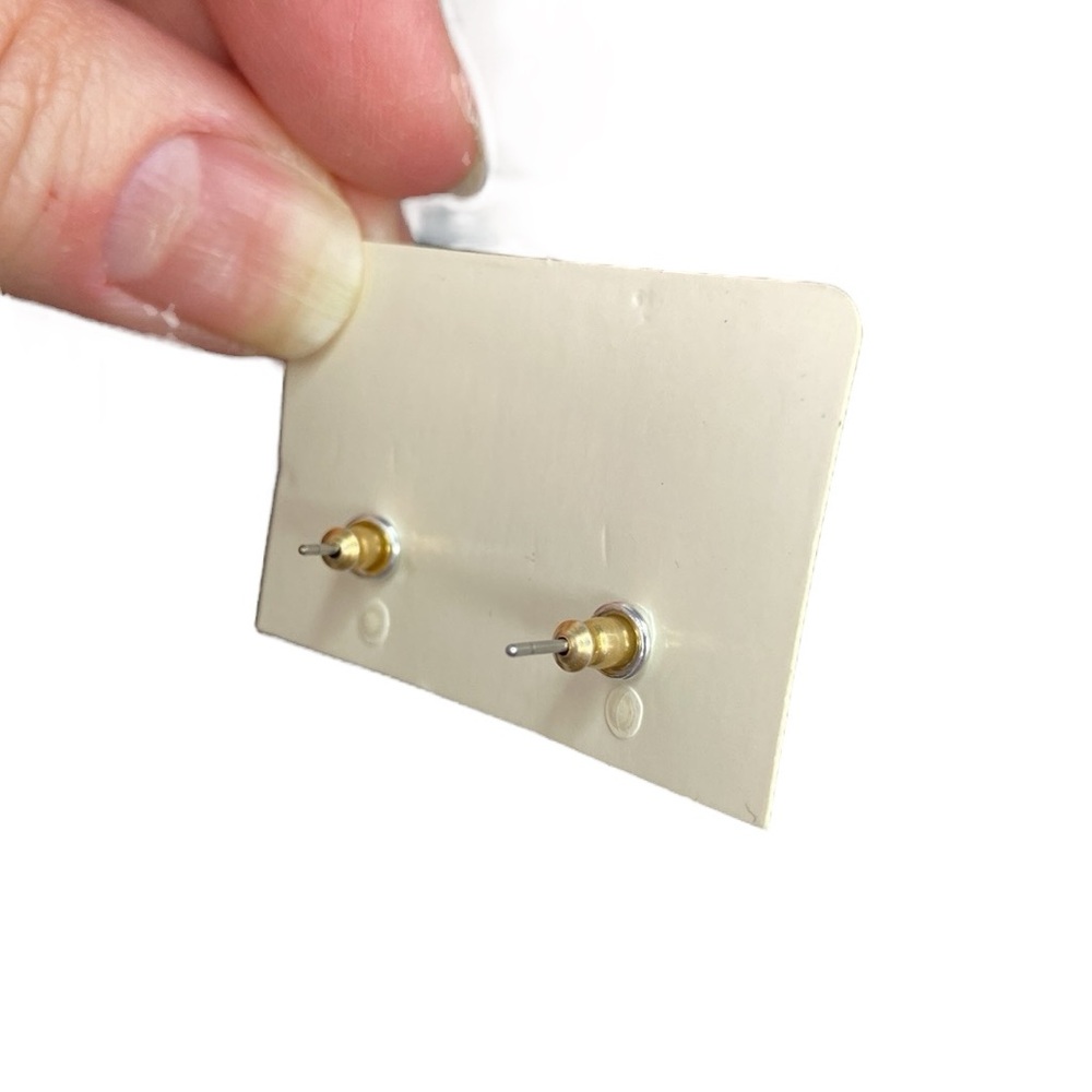 Sparkly Red and Rose Gold Tone Dangly Stud Earrings - Picture 7 of 10